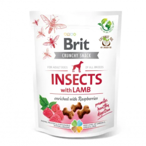 Brit Care křupky s hmyzím proteinem, jehněčím a malinami 200g